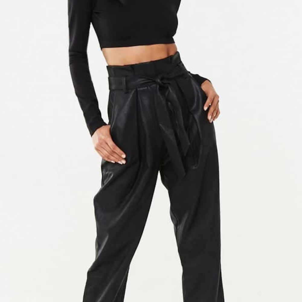 Black Faux Leather Pants